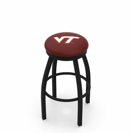 HOLLAND BAR STOOL CO 36" Blk Wrinkle Virginia Tech Swivel Bar Stool, Accent Ring L8B2B36VATech